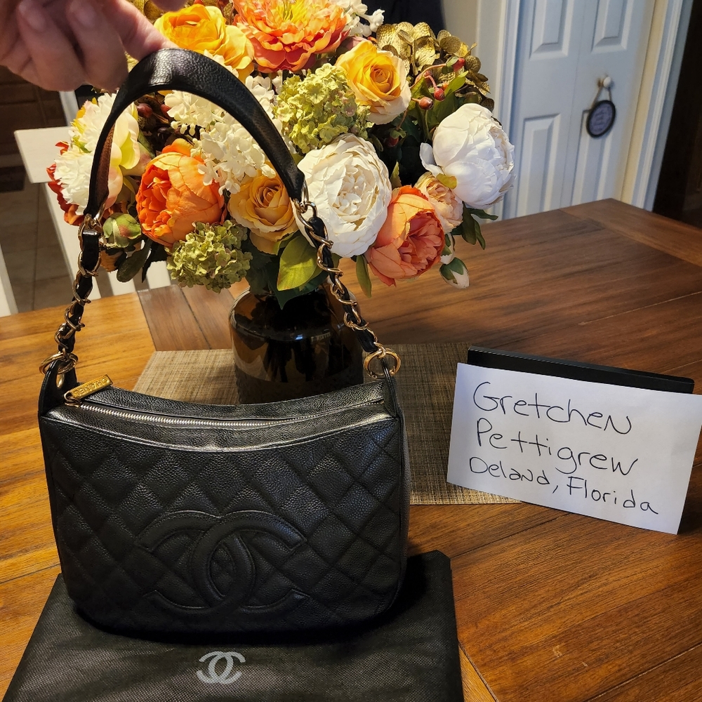 CHANEL Authentic, Gorgeous Matelasse Caviar Leather Gold Chain Shoulder Bag